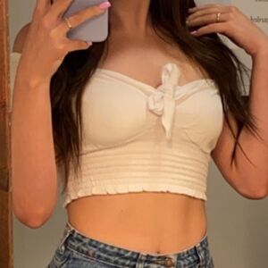 White tie front crop top